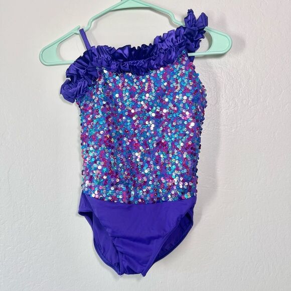 Weissman Purple Sequin Kids Dance Costume - Picture 1 of 6